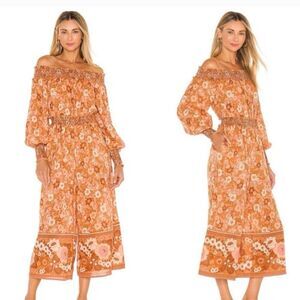 Spell and the Gypsy Collective Anne Jumpsuit Peach Size Medium Organic Cotton